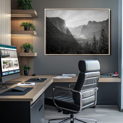 39278955-MGV-CV-36X24-Yosemite Valley Wall Art Canvas Print, Framed El Capitan Art Picture Print, Misty Mountain Perfect Modern Rustic Decor Artwork