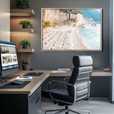 84816639-MGV-CV-36X24-Mediterranean Beach Wall Art Canvas Print, Framed Airy Coastal Art Picture Print, Summer Shore Perfect Coastal Retreat Decor