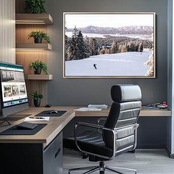 79857868-MGV-CV-36X24-Snowy Mountain Wall Art Canvas Print, Framed Ski Slope Art Picture Print, Winter Forest Perfect Modern Rustic Decor Artwork