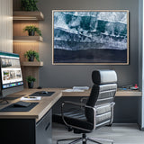 87941475-MGV-CV-36X24-Black Beach Wall Art Canvas Print, Framed Aerial Ocean Art Picture Print, Moody Coastal Perfect Modern Coastal Decor Artwork