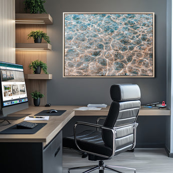 26580287-MGV-CV-36X24-Clear Water Wall Art Canvas Print, Framed Sunlit Ripples Art Picture Print, Ocean Texture Perfect Modern Coastal Decor Artwork