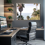 51404565-MGV-CV-36X24-Palm Trees Wall Art Canvas Print, Framed Ocean Breeze Art Picture Print, Coastal View Perfect Tropical Coastal Decor Artwork
