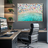 76172085-MGV-CV-36X24-Tropical Shoreline Wall Art Canvas Print, Framed Beach Relaxing Art Picture Print, Aerial Summer Perfect Coastal Vibrant Decor