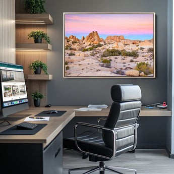 96167137-MGV-CV-36X24-Vibrant Sunset Sky Wall Art Canvas Print, Framed Joshua Tree Art Picture Print, Rugged Terrain Perfect Southwestern Boho Decor