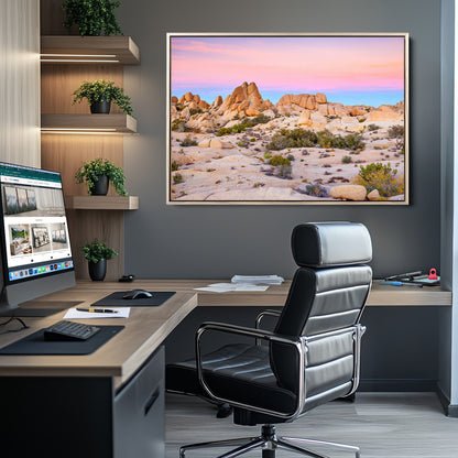 96167137-MGV-CV-36X24-Vibrant Sunset Sky Wall Art Canvas Print, Framed Joshua Tree Art Picture Print, Rugged Terrain Perfect Southwestern Boho Decor