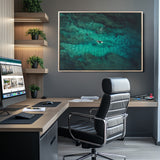 93287752-MGV-CV-36X24-Ocean Surf Wall Art Canvas Print, Framed Blue Waters Art Picture Print, Vibrant Seascape Perfect Coastal Adventure Decor Artwork