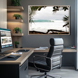 50382104-MGV-CV-36X24-Tropical Surf Wall Art Canvas Print, Framed Palm Tree View Art Picture Print, Beach House Art Perfect Boho Coastal Decor Artwork