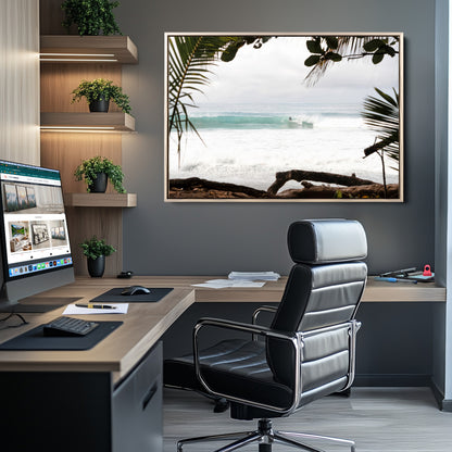 50382104-MGV-CV-36X24-Tropical Surf Wall Art Canvas Print, Framed Palm Tree View Art Picture Print, Beach House Art Perfect Boho Coastal Decor Artwork