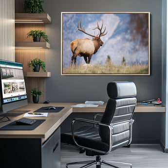 26365841-MGV-CV-36X24-Mountain Elk Art Wall Art Canvas Print, Framed Rustic Wildlife Print Art Picture Print, Lodge Style Decor Perfect Rustic Lodge