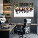 22695857-MGV-CV-36X24-Bison Herd Scene Wall Art Canvas Print, Framed Western Wildlife Art Picture Print, Rustic Animal Art Perfect Rustic Lodge Decor