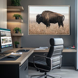 34451925-MGV-CV-36X24-Rustic Bison Decor Wall Art Canvas Print, Framed Buffalo Home Accent Art Picture Print, Prairie Wildlife Scene Perfect Western