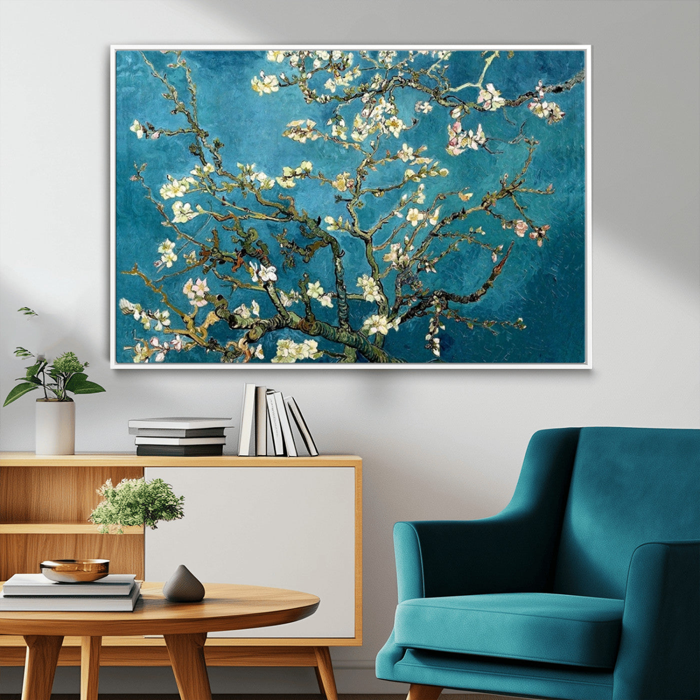 91714-MGV-FC-36X24_White-Almond Blossoms Wall Art – Handcrafted Van Gogh Inspired Floral Canvas Print, Beautiful Nature Decor for Living Room, Bedroom, or