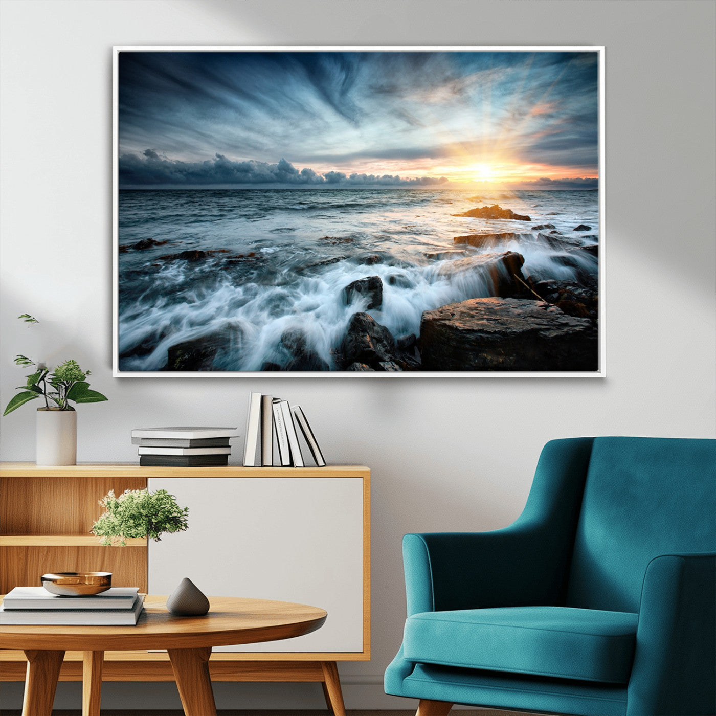 33428-MGV-CV-36X24-Ocean Sunrise Wall Art – Serene Seascape Canvas Print, Coastal Home or Office Decor, Perfect for Living Room, Bedroom, or Study