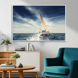 75430-MGV-FC-36X24_White-Sailing Boat Wall Art – Dynamic Ocean Yacht Canvas Print, Nautical Decor for Living Room, Office, Beach House or Cabin