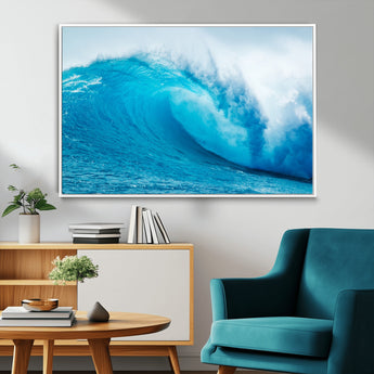 13117-MGV-FC-36X24_White-Ocean Wave Wall Art – Dynamic Blue Surf Canvas Print, Coastal Beach Decor for Living Room, Bathroom, Office, or Beach House