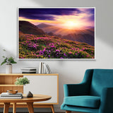 49741-MGV-CV-36X24-Mountain Sunrise Wall Art – Vibrant Floral Landscape Canvas Print, Nature Home Decor for Living Room, Bedroom Office or Cabin