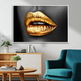 84747-MGV-FC-36X24_White-Golden Lips Black & White Portrait – Glamorous Metallic Lip Art Print, Modern Wall Decor for Bedroom, Beauty & Fashion Lover Gift