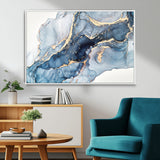 33782-MGV-FC-36X24_White-Abstract Marble Wall Art – Blue & Gold Fluid Painting Canvas Print, Modern Home Decor for Living Room, Bedroom or Office