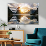 78842-MGV-FC-36X24_White-Sunrise Mountain Reflection Wall Art – Stunning Nature Landscape Canvas Print for Home, Office, Living Room or Relaxing Space