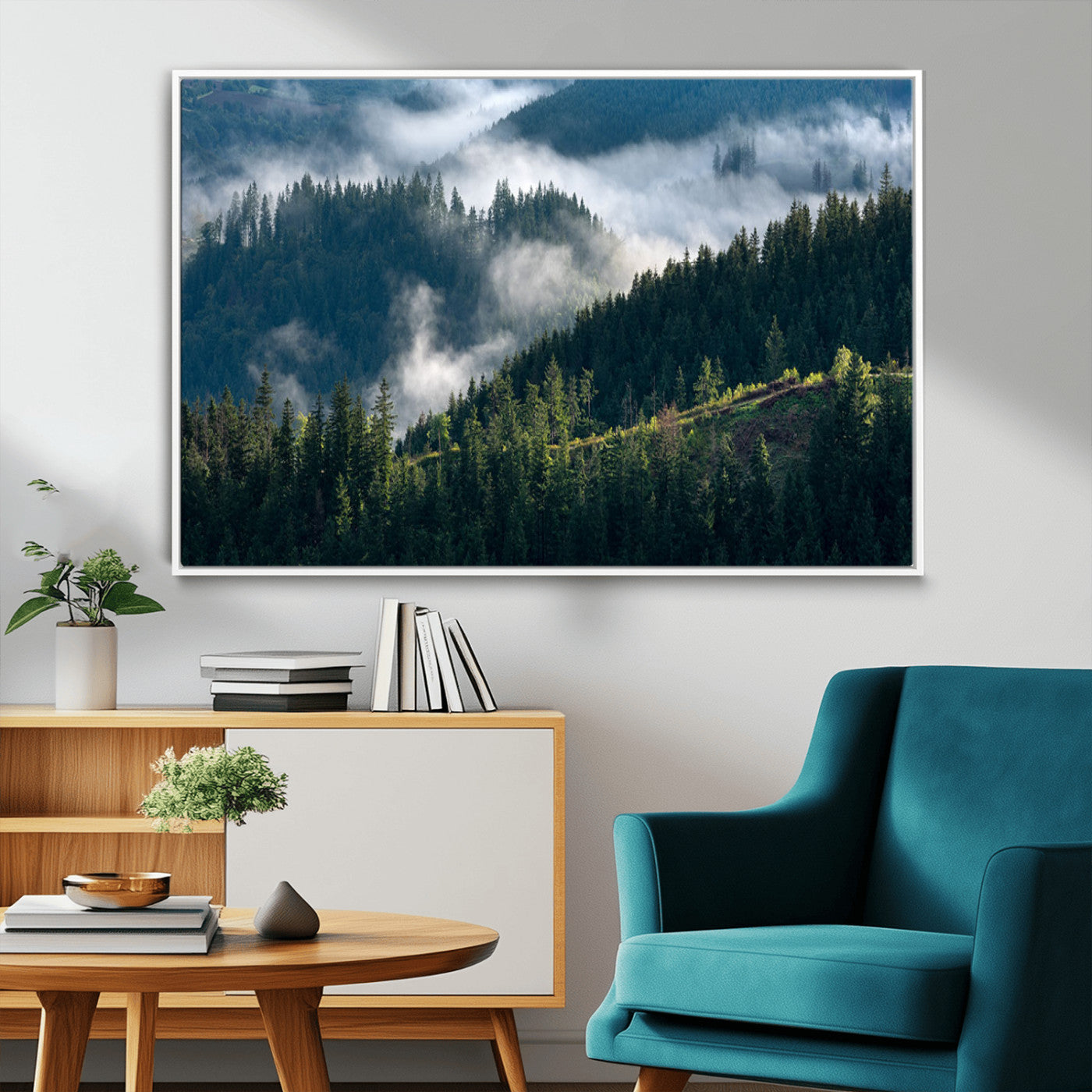 55972-MGV-FC-36X24_White-Whispering Pines Wall Art – Panoramic Misty Forest Canvas Print, Serene Nature Decor for Home, Office or Cabin Retreat