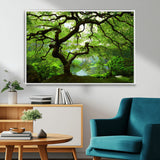 18094-MGV-CV-36X24-Emerald Canopy Wall Art – Panoramic Lush Green Tree Canvas Print, Serene Nature Decor for Office, Living Room or Meditation Space