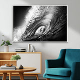 22702-MGV-CV-36X24-Black and White Ocean Wave Wall Art – Powerful Surf Curl Photography Canvas Print, Modern Coastal Decor for Living Room, Office or