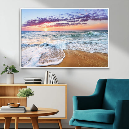 44120-MGV-FC-36X24_White-Ocean Sunset Wall Art – Beach Landscape Canvas Print, Serene Coastal Decor for Living Room, Office or Bedroom