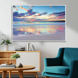 56723-MGV-CV-36X24-Serene Sunset Beach Wall Art – Panoramic Coastal Canvas Print, Peaceful Ocean Reflection Decor for Living Room, Bedroom or Office