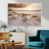 61246-MGV-CV-36X24-Coastal Sand Dunes Wall Art – Serene Beach Sunset Canvas Print with Grasses and Ocean View, Tranquil Seaside Decor for Living Room