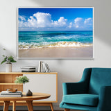 60364-MGV-CV-36X24-Tropical Ocean Wave Wall Art – Serene Blue Sea and White Sand Beach Canvas Print, Coastal Landscape Decor for Living Room, Bedroom