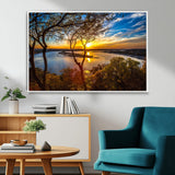 71863-MGV-CV-36X24-Lake Sunset Wall Art – Scenic Nature Canvas Print with Trees and Golden Sky, Serene Landscape Decor for Living Room, Bedroom or