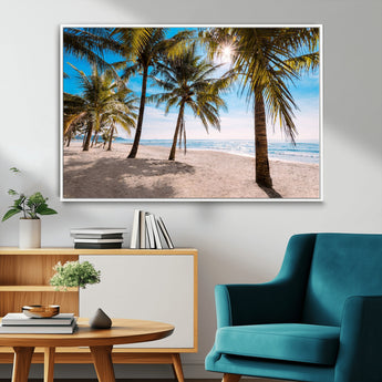 98175-MGV-CV-36X24-Tropical Palm Beach Wall Art – Relaxing Ocean Shore Canvas Print with Palm Trees, Coastal Summer Decor for Living Room, Bedroom or