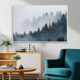 23671-MGV-CV-36X24-Misty Forest Wall Art – Serene Foggy Pine Trees Landscape Canvas Print, Tranquil Nature Decor for Living Room, Bedroom or Office