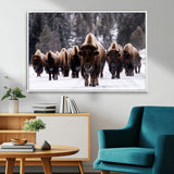 66871-MGV-FC-36X24_White-Bison Herd Wall Art – Wildlife Buffalo Canvas Print, Rustic Western Nature Photography Decor for Living Room, Office, Cabin, or