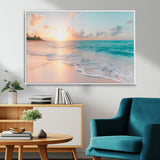 89767-MGV-CV-36X24-Ocean Sunset Wall Art – Serene Beach Canvas Print with Pastel Sky and Waves, Coastal Seascape Artwork for Bedroom, Living Room, or