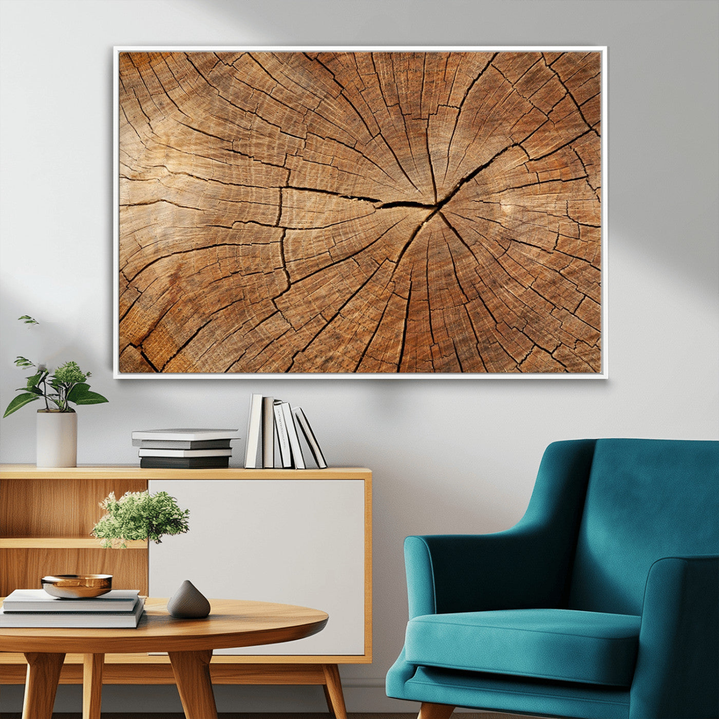 61710-MGV-CV-36X24-Tree Rings Wall Art – Rustic Wood Grain Canvas Print of Tree Trunk Cross Section, Nature Inspired Decor for Cabin, Office, Living