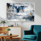 59716-MGV-CV-36X24-Abstract Blue and Gold Wall Art – Modern Textured Canvas Print, Contemporary Painting for Living Room, Bedroom, or Office Decor