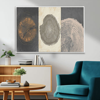 80725-MGV-CV-36X24-Wood Tree Rings Wall Art Canvas Print, Framed Tree Rings Art Picture Print, Abstract Tree Rings Perfect Modern Boho Decor Artwork