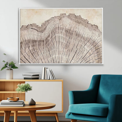 67528-MGV-FC-36X24_White-Wood Ring Wall Art Canvas Print, Framed Tree Ring Art Picture Print, Rustic Tree Ring Perfect Neutral Boho Decor Artwork