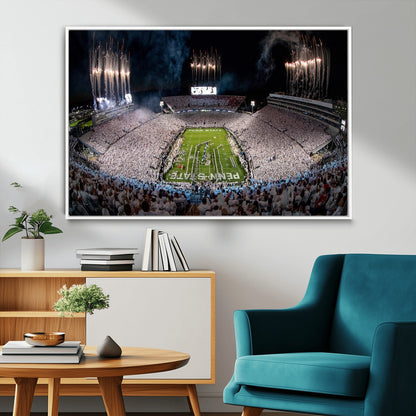11391-MGV-CV-36X24-Penn State Stadium Wall Art – Panoramic White Out Football Game Canvas Print, College Sports Decor for Office, Man Cave, or Living