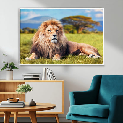 67826-MGV-CV-36X24-Majestic Lion Wall Art – King of the Jungle Canvas Print, Safari Wildlife Decor for Living Room, Office, or Man Cave