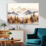 70049-MGV-CV-36X24-Autumn Mountain Forest Wall Art – Misty Landscape Canvas Print, Rustic Nature Inspired Decor for Living Room, Bedroom or Office