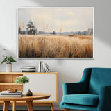 38193-MGV-FC-36X24_White-Golden Meadow Wall Art – Serene Grassland Landscape Canvas Print, Rustic Nature Decor for Bedroom, Living Room or Farmhouse