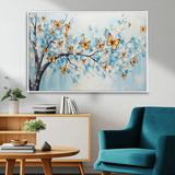 59455-MGV-CV-36X24-Butterfly Tree Branch Wall Art – Blue and Yellow Abstract Canvas Print, Modern Nature Artwork for Living Room, Bedroom or Office