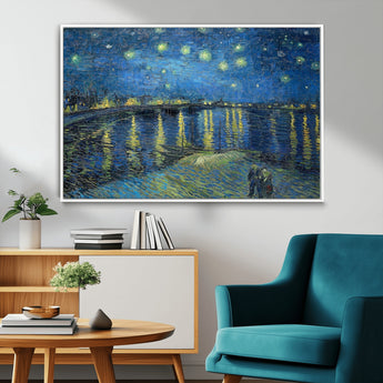 94605-MGV-FC-36X24_White-Starry Night Over the Rhone Wall Art – Vincent van Gogh Canvas Print, Famous Impressionist Painting for Living Room, Office