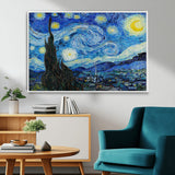 39177-MGV-FC-36X24_White-Starry Night Wall Art – Vincent van Gogh Famous Painting Canvas Print, Timeless Starry Sky Decor for Living Room, Bedroom or
