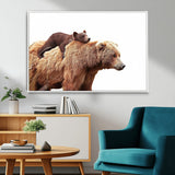 76943-MGV-CV-36X24-Mom Bear Wall Art Canvas Print, Framed Bear Photography Art Picture Print, Rustic Bear and Cub Perfect Rustic Farmhouse Decor
