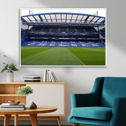 59508-MGV-FC-36X24_White-Chelsea Stadium Wall Art – Stamford Bridge Football Arena Canvas Print, Iconic Soccer Artwork for Living Room, Office, Game Room