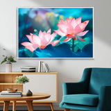 32559-MGV-FC-36X24_White-Lotus Flower Wall Art – Pink Water Lily Canvas Print, Tranquil Nature Decor for Living Room, Bedroom or Meditation Space