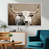 61423-MGV-CV-36X24-Longhorn Bull Wall Art – Rustic Western Texas Steer Canvas Print, Cowboy Farmhouse Decor for Living Room, Bedroom, Office or Ranch